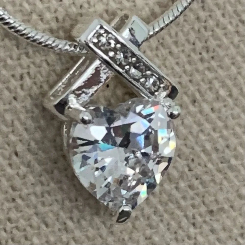 Infinity Heart Pendant Necklace – Diamond Cut Austrian Crystals, Silver Tone